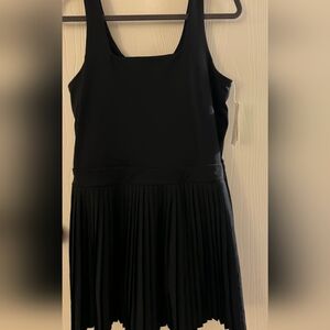 All in Motion Black Pleated Midi Dress